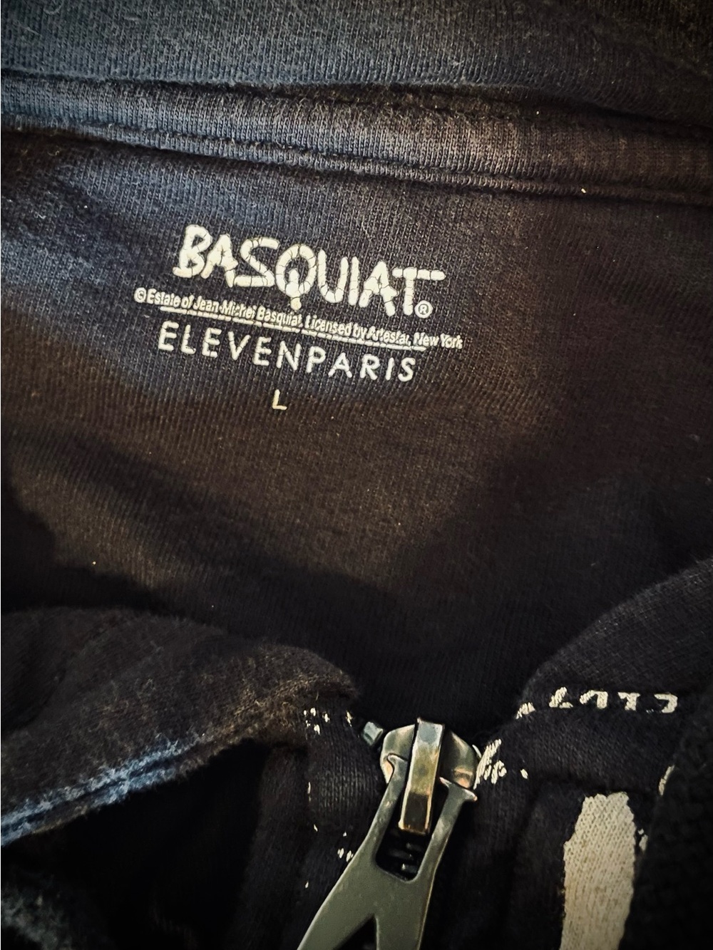 Jean-Michel Basquiat Hoodie Men's Black Full Zip Beat Bop Graphic Print sz L - Picture 3 of 7